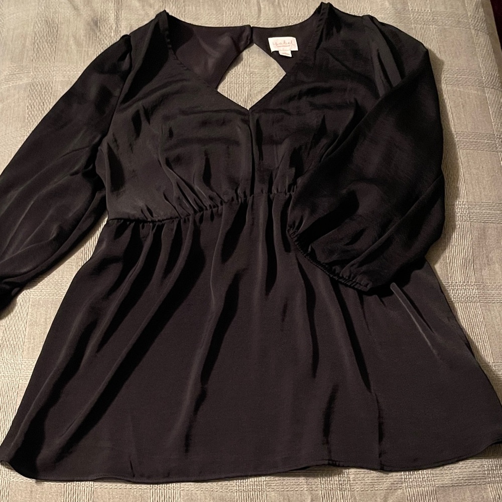 Ingrid-Isabel Black Blouse with Keyhole Detail